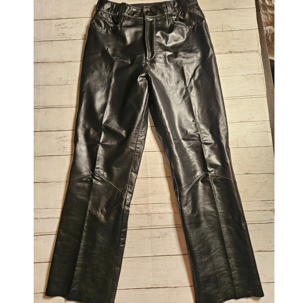 Vintage Sears The Leather Shop Black Leather Pants‎ Womens 32 High Rise